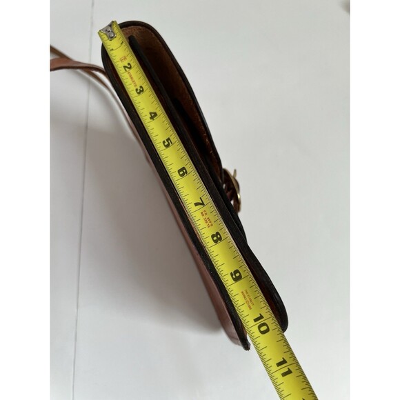 Vintage Handcrafted Leather Crossbody Bag Brown Brass Buckle Unisex - Picture 11 of 16